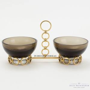 Elegante Soporte con Diseño Floral Chapado en Oro con Parte Superior Pulida Plateada Brillante para Servir Frutos Secos y Nueces, Decoración de Mesa - Product Image 2