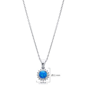 Round Cut Blue <b>Opal</b> Stone CZ Design Wholesale Turkish Handmade 925 Sterling Silver Jewelry Charm <b>Necklace</b> for Women - Product Image 2