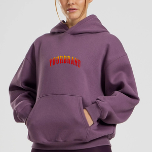 Vente chaude 100% coton français éponge surdimensionné pull à capuche respirant coupe ample blanc à capuche poids lourd femmes sweat - Product Image 1