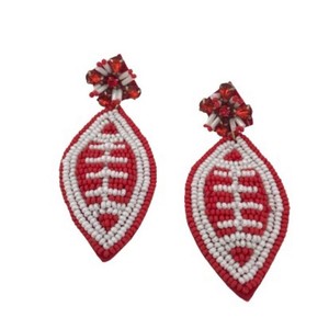 Pendientes de fútbol naranja y blanco pendientes del día del juego pendientes de cuentas de fútbol día del juego del portón trasero azul marino día del juego regalo deportivo - Product Image 1