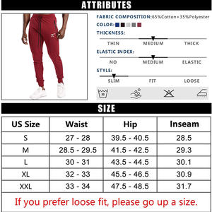 Pantalon de jogging en coton éponge pour hommes Jogger tableau des tailles régulières cordons zippés de haute qualité - Product Image 4