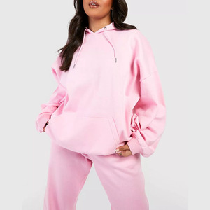Sweats à capuche basiques surdimensionnés en molleton personnalisé pour femmes streetwear pull-over unisexe à épaules tombantes de haute qualité - Product Image 1