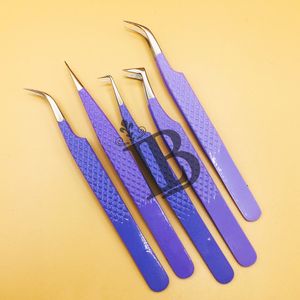 Nouvelles pinces à cils violettes, pinces à cils en vison violet, acier inoxydable, logo personnalisé, étiquette privée, pinces à cils - Product Image 1
