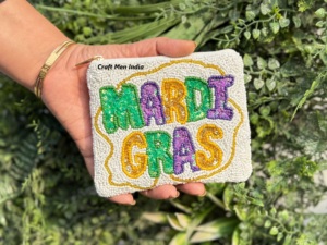 Alta calidad Mardi Gras último diseño semilla con cuentas Mini cartera monedero señoras Cartera de mano corta para mujer monedero con cuentas - Product Image 3