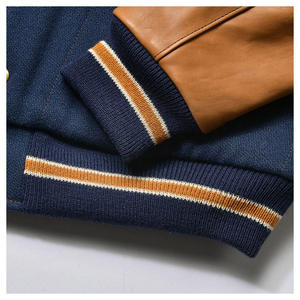 Personalizado Hip Hop moda Streetwear de gran tamaño Logo lana Chenille bordado transpirable mangas de cuero Letterman Varsity chaqueta - Product Image 3