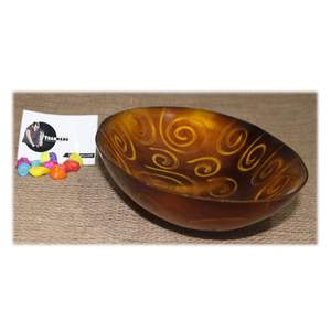 Cuenco de resina Premium para servir comida, diseño en espiral, Color amarillo, forma redonda, tamaño mediano, cuenco de diseñador Tradnary - Product Image 1