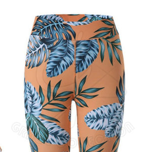 Conjuntos de gimnasio de Yoga de cintura alta reversibles para mujer 100% algodón sublimación patrón sólido logotipo de marca personalizable - Product Image 5