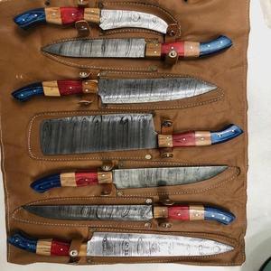 Juego de Cuchillos de Chef de 8 Piezas de Tendencia en la Industria, en Oferta, con Bolsa de Cuero Enrollable, Acero de Damasco, Hecho a Mano, Venta al por Mayor - Product Image 1