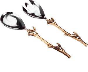 Serveurs à salade décoratifs en métal avec un Design unique fait à la main poignée plaquée or matériel de sécurité de haute qualité fourchette et cuillère à salade - Product Image 1