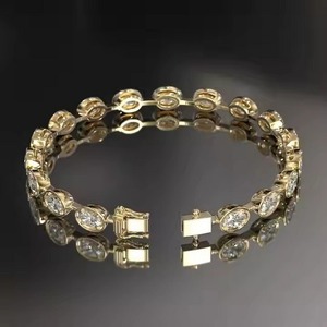 Dernier style de bracelet jonc en diamant Belle dernière tendance en jaune et or 14 carats Bracelets à main pour femme Cadeau - Product Image 5
