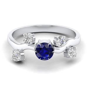 Anillos de Compromiso de Plata de Ley 925 con Moissanita y Zafiro Azul, Diseño Personalizado, Certificados por REYES GRA - Product Image 1