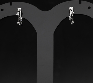 14K White Gold Rhodium Plated Modern Vertical Cluster Design Brilliant Cut Diamond Hoop Earrings for Women Prong Diamonds - Product Image 1