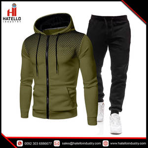 Nuevos chándales deportivos informales de invierno para hombre, conjunto de Sudadera con capucha de lana con cremallera y pantalones de chándal, diseño impreso - Product Image 4