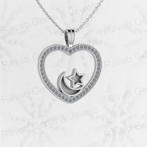 <b>Top</b> Selling 925 Sterling Silver <b>Heart</b> Charm With Star Moon Bezel Blank CZ Pendant Base Keepsake Breastmilk Jewelry Wholesaler - Product Image 4