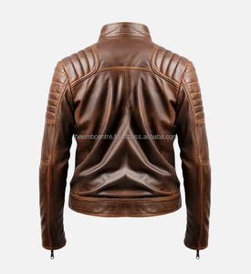 Veste de mode en cuir véritable à fermeture éclair personnalisée pour hommes de bonne qualité à des tarifs de gros Veste en cuir de couleur personnalisée pour hommes - Product Image 3