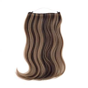 Extensions de cheveux Halo 36 pouces, ondulation naturelle, mélange brun foncé et blond cassé - Product Image 1