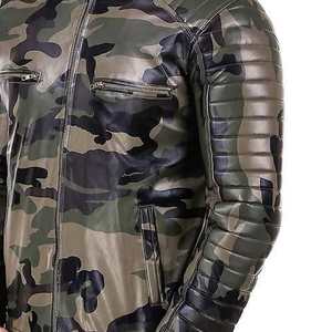 Chaqueta de Cuero con Estampado de Camuflaje 100% Genuina de Alta Gama, Forro de Satén Viscosa Transpirable, Cuello Alto, Cierre de Cremallera para Invierno - Product Image 2