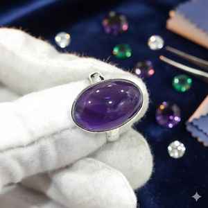 Anillo de Plata de Ley 925 de Alta Calidad para Mujer, Anillos Finos con Amatista Negra Natural, 20% de Descuento y Regalo de Año Nuevo - Product Image 6