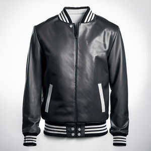 Custom Luxury <b>Black</b> Varsity <b>Jacket</b> <b>Men</b> Leather Sleeve Letterman <b>Jacket</b> - Product Image 5