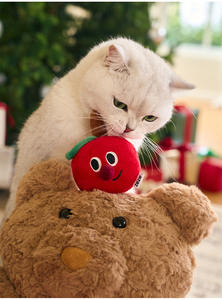 Sofa Hewan Peliharaan Berbentuk Boneka Beruang Mewah |   Tempat Tidur Anjing & Kucing yang Nyaman |   Desain Beruang Apel Liburan untuk Dekorasi Rumah Musim Dingin - Product Image 6