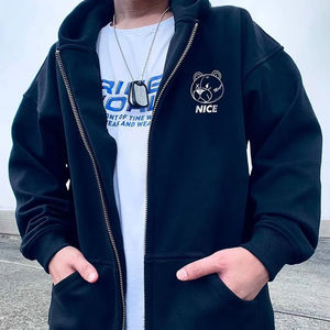 Sudaderas con capucha de moda para hombre, sudaderas con estampado de oso de cerveza, ropa informal de Hip Hop con cremallera, sudaderas con capucha de gran tamaño informales de otoño 2023 - Product Image 4