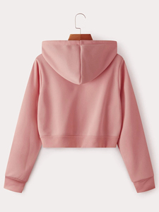 Mujer Crop Hoodie Plain Blank Zipper Crop Top Sudadera con capucha de manga larga - Product Image 6