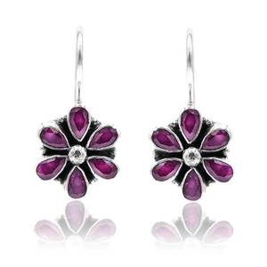 Pendientes delicados de rubí de Plata de Ley 925 con Ópalo, joyería de boda minimalista de moda para regalo de aniversario - Product Image 1