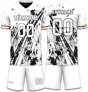 Nuevos conjuntos de uniformes de fútbol sublimados personalizados para adultos, uniforme de camiseta de fútbol de último diseño, nombre personalizado, manga corta, cuello en V, secado rápido - Product Image 1