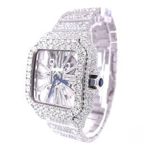 นาฬิกาอนาล็อกเครื่องประดับสเตนเลสสไตล์ฮิปฮอปนาฬิกาข้อมือเพชรอัตโนมัติผ่านการรับรองการออกแบบที่ดีที่สุดของ VVS Moissanite - Product Image 4