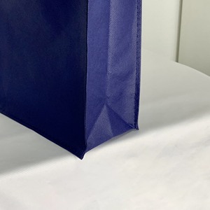 Sac fourre-tout bleu non tissé avec poignées longues, sac de shopping réutilisable en tissu tissé PP pour les affaires - Product Image 4