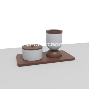 Bela Artisan Tray Set Brûleur d'encens en bois de manguier Bakhoor Jar Mabkhara Box Cadeaux de mariage Diffuseur d'aromathérapie - Product Image 5