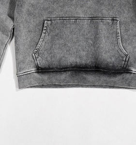 Sudadera con capucha personalizada de algodón 100% de gran tamaño lavada con ácido para hombre - Product Image 4