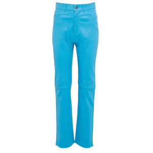Pantalon en cuir d'hiver lisse pour femmes, devant plat, imperméable, coupe-vent, respirant, écologique, taille haute, longueur entière - Product Image 1