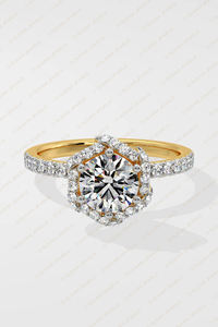 Bague en moissanite halo solitaire certifiée SGL IGI 1,86 ct Argent 925 Haute qualité Cadeau de mariage ethnique pour fête de fiançailles - Product Image 3