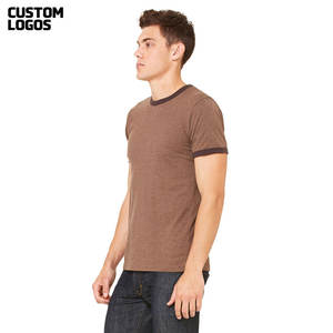 Camiseta de Manga Corta con Cuello Redondo para Hombre, de Poliéster/Algodón, Ecológica, Transpirable, con Ribete en Contraste, Corte Regular, Informal - Product Image 3