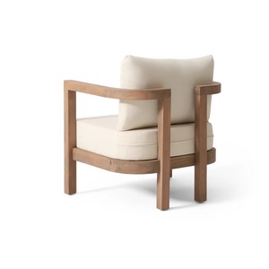 Chaise club d'extérieur en bois d'acacia avec coussins rembourrés pour le siège et le dossier - Product Image 2