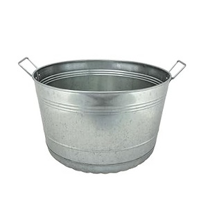 Bañera de maceta galvanizada de hierro de diseño moderno con asas para jardín interior y exterior Juego de macetas decorativas - Product Image 6