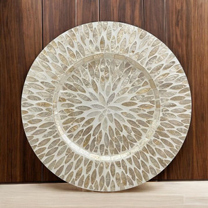 Impresionante mantel Individual de concha de Capiz perla Madre, plato pintado a mano bohemio para centros de mesa de boda, decoraciones de mesa Vietnam - Product Image 5