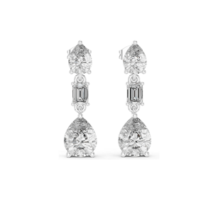 Boucles d'oreilles pendantes en diamant de laboratoire 5,6 CT, clarté VVS-VS, or 18 carats, 14 carats, 10 carats et argent 925, or rose, or jaune, or blanc et moissanite - Product Image 2