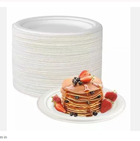 Assiettes rondes biodégradables en bagasse de canne à sucre pour cérémonie de mariage, 12 pouces, blanches, avec logo personnalisé pour la restauration à emporter et les fêtes