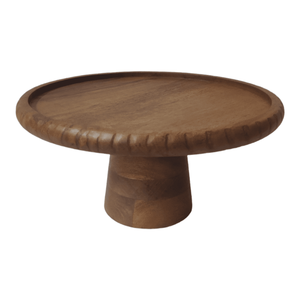 Petit support à gâteau sculpté à la main en bois de manguier vintage antique vaisselle de luxe écologique pour mariage noël brun naturel - Product Image 2