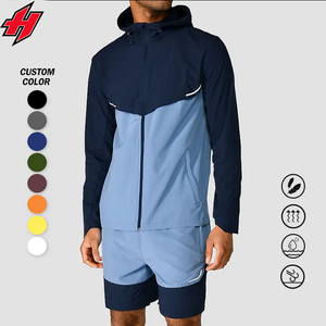 Conjunto Deportivo de 2 Piezas, Chaqueta y Pantalones Cortos, Estilo Urbano, 100% Nailon, Bloques de Color, Impresión DTG Personalizada, Cortavientos - Product Image 1