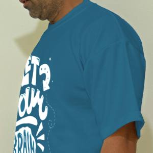 Camiseta de algodón grueso de gran tamaño, ropa de calle para hombre, Camiseta de cuello simulado, Camisetas estampadas en blanco, 300gsm - Product Image 4