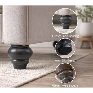 Petites pieds de meubles robustes en bois massif tourné, noirs, pour canapé, table, lit, salon, fabricant OEM sur mesure, usine - Product Image 1