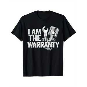 <span class=keywords><strong>T</strong></span>-shirt casual da uomo in cotone a girocollo a maniche corte con stampa '<span class=keywords><strong>I</strong></span> <span class=keywords><strong>Am</strong></span> the Warranty', tessuto in maglia da 240 grammi, per tutte le stagioni - Product Image 1