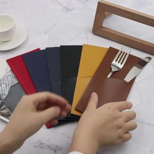 Custom Leather Cutlery Bag Stylish Table Organizer for Fork <b>Knife</b> Spoon Storage in Cafe LYR-0058C - Product Image 3