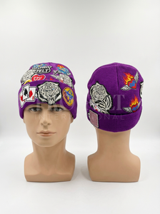 Vente en gros de bonnets en tricot jacquard chauds d'hiver avec broderie intégrale pour un style streetwear unisexe, bonnets personnalisés - Product Image 3