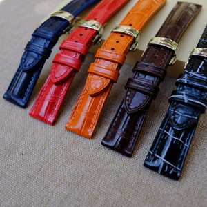 Correa de reloj de piel de cocodrilo genuina hecha a mano, varios tamaños, 18mm, 19mm, 20mm, 21mm, banda de silicona de liberación rápida para relojes inteligentes - Product Image 1