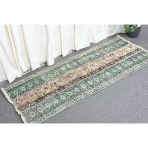 Alfombra turca Vintage de 19x46 pies, tradicional, azul, Beige, gran área, Alfombra de lana, respaldo de látex, tejido de retazos, pasillo rectangular - Product Image 3