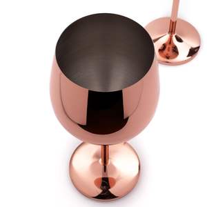 Verres à vin en acier inoxydable durables et luxueux, à pied, en métal doré rose, revêtus de terre cuite, pour hommes et femmes (500 ml) - Product Image 1